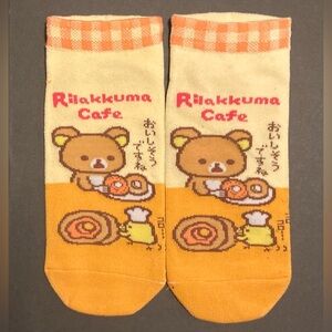 🧸🍩🐥🧦 1 Pair NWOT Japan San-X Rilakkuma Mister Donut Bear Chick Chef Cartoon Sock